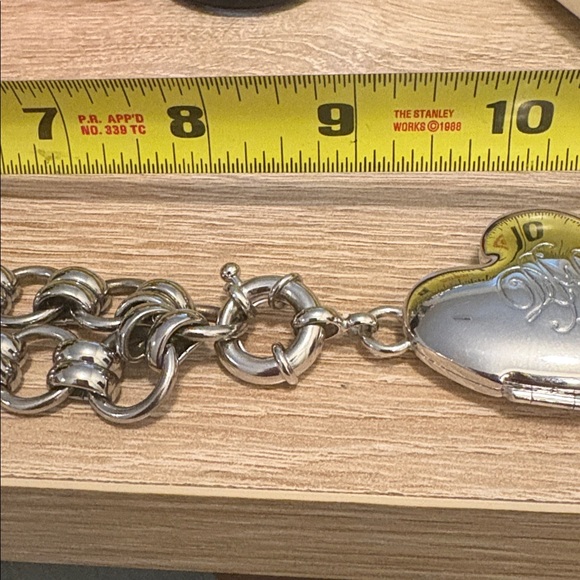 RARE DANISH designer Dyrberg/Kern heart, locket chunky necklace, silver tone - Picture 8 of 9